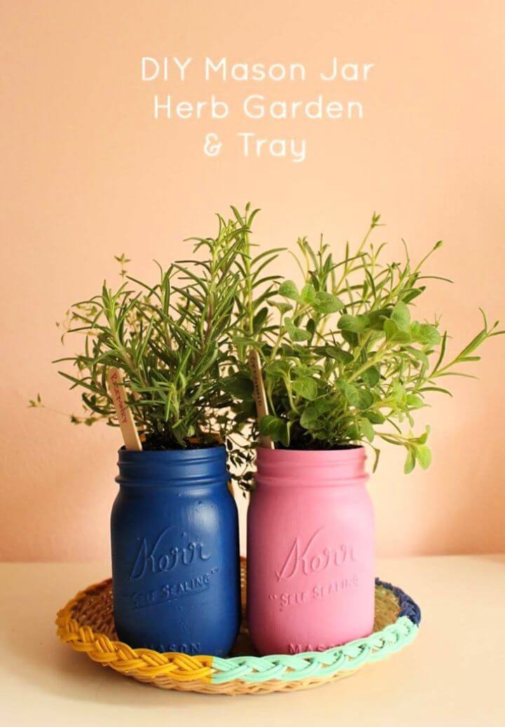 Cute DIY Painted Mason Jar Herb Garden Cute DIY Painted Mason Jar Herb Garden