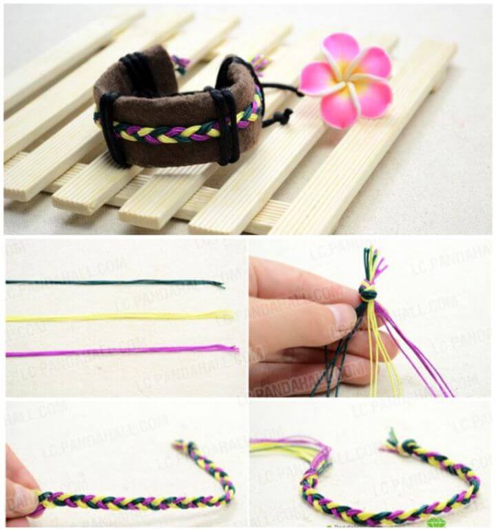 Making Combination Friendship Bracelets of Leather and Threads for Women