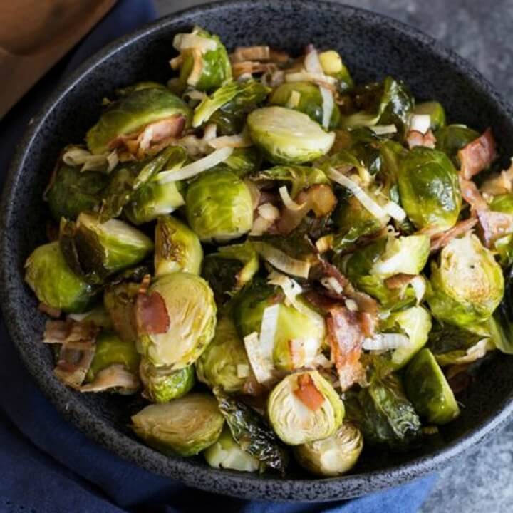 Grandmas Roasted Brussels Sprouts with Bacon