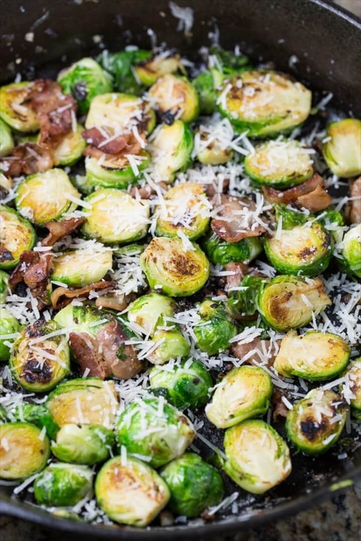 Parmesan Garlic Brussels Sprouts with Bacon 1