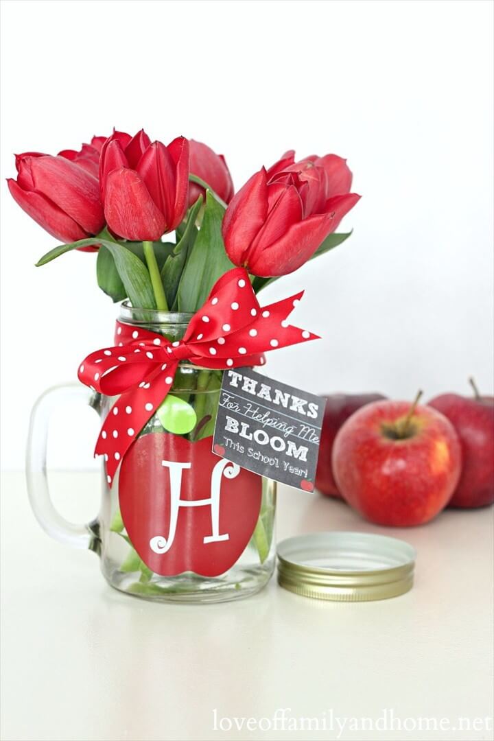 Teacher Gift Ideas – Monogram Mason Jar Vase