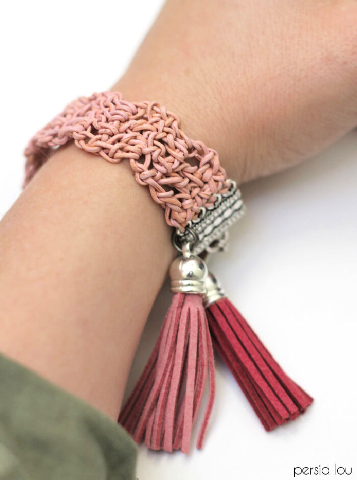Crochet Leather Bracelet