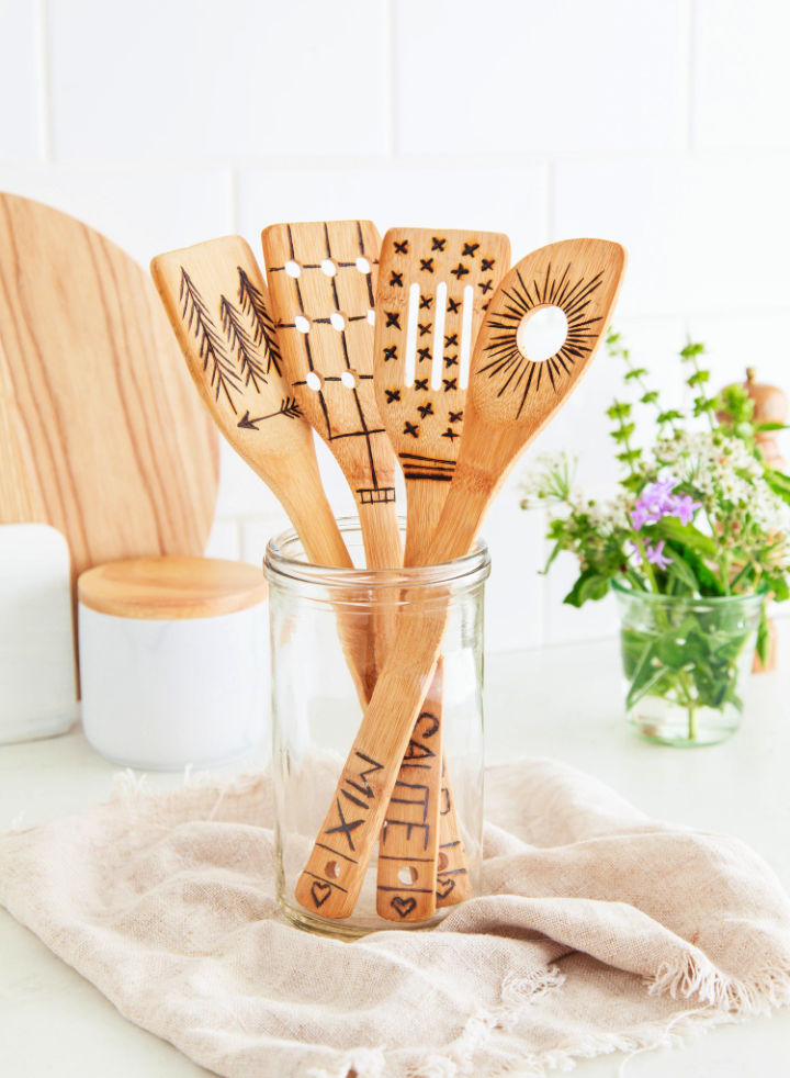 Etched Wooden Utensils for Wife