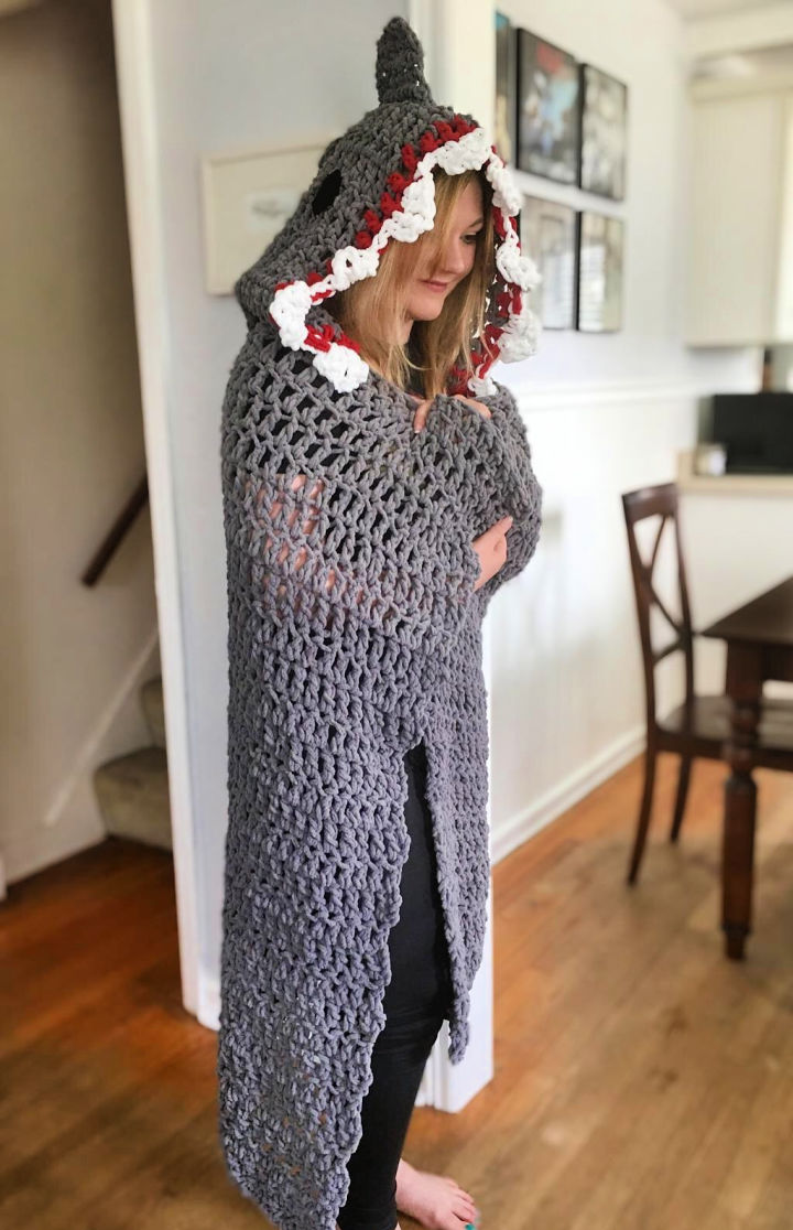 Crochet Shark Hooded Blanket Pattern