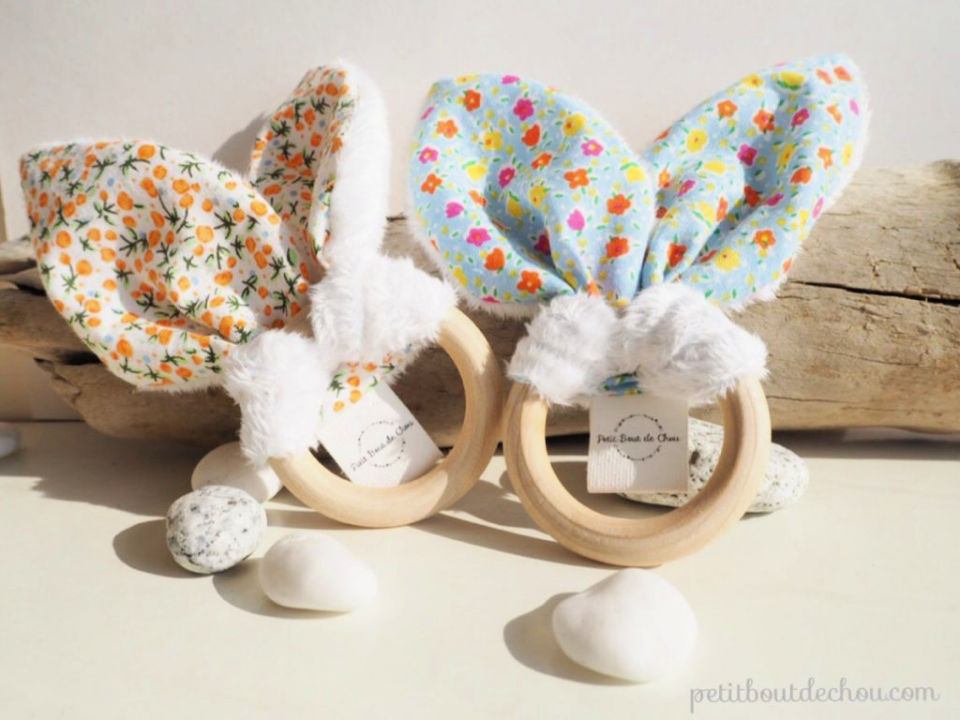 Bunny Ears Baby Teething Rattle