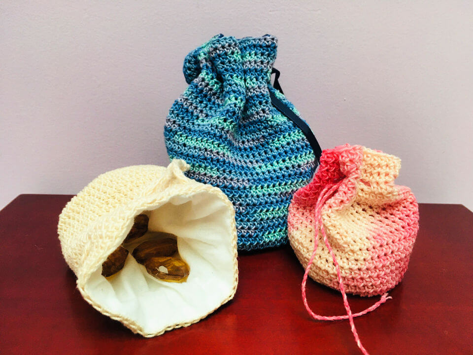 Crochet Dice Bags with Lining