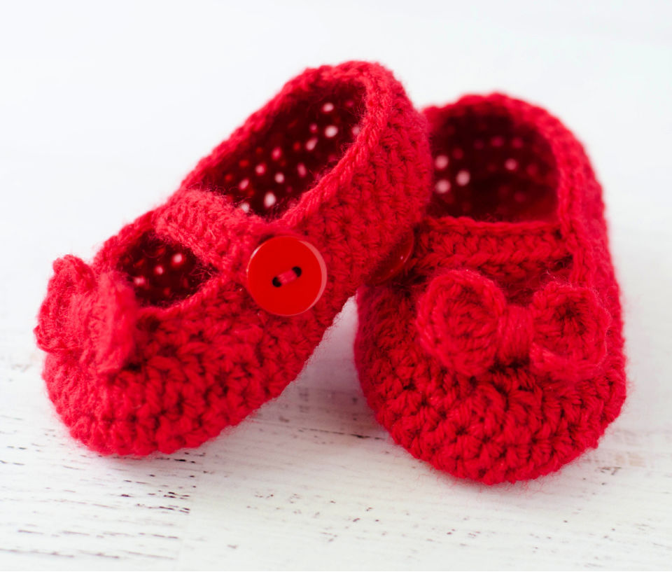 Mary Jane Crochet Baby Booties