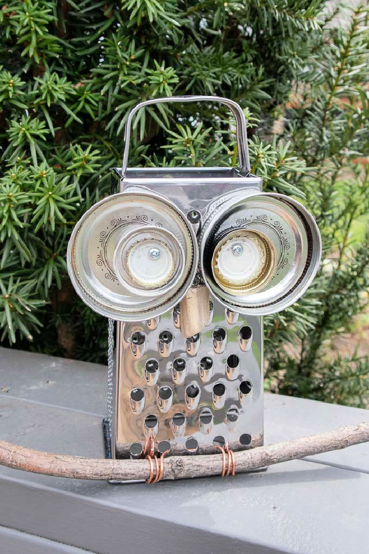 Upcycled Cheese Grater Owl for Garden